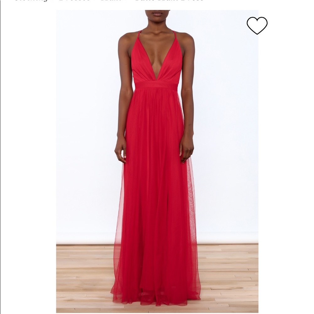 Red tulle maxi dress